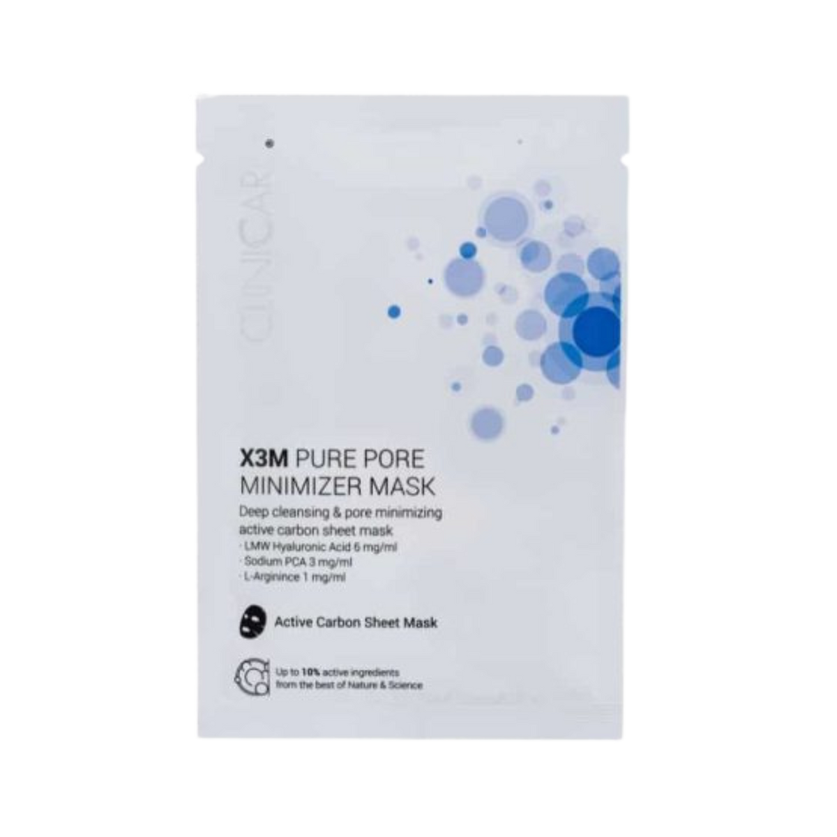 ClinicCare X3M Pure Pore Minimizer Charcoal Sheet Mask x5
