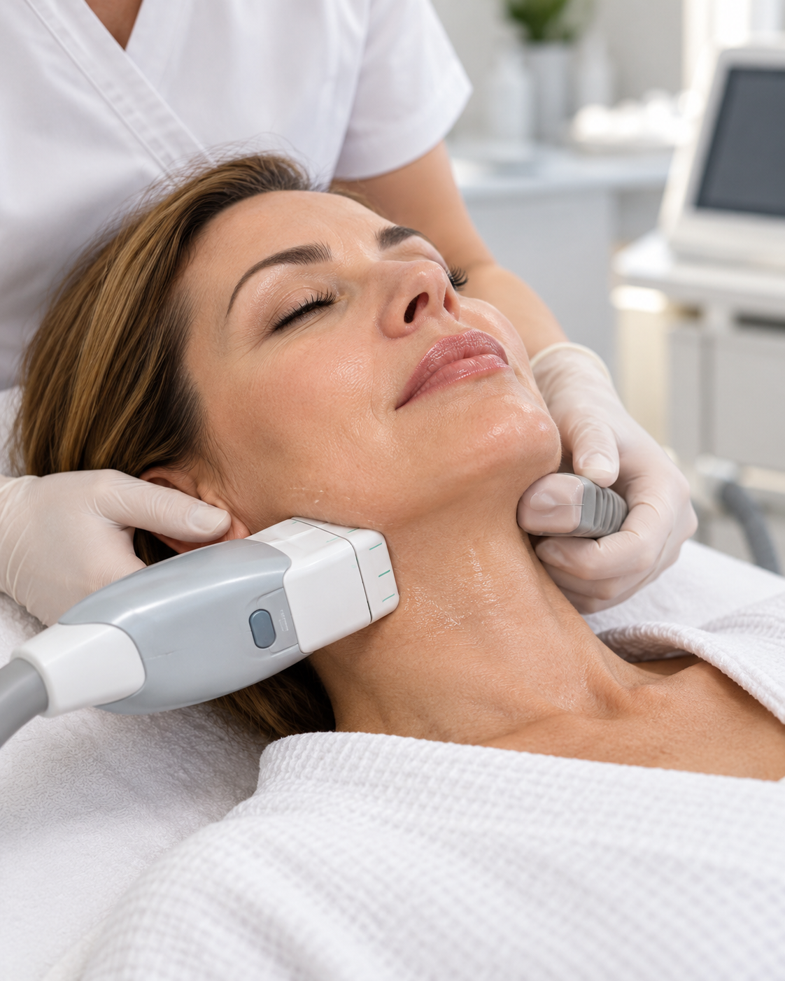 Face and neck treatment photograph supplied for the BTL Exilis page